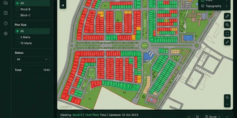 Plot inventory management view in Capital Estate PK real estate ERP